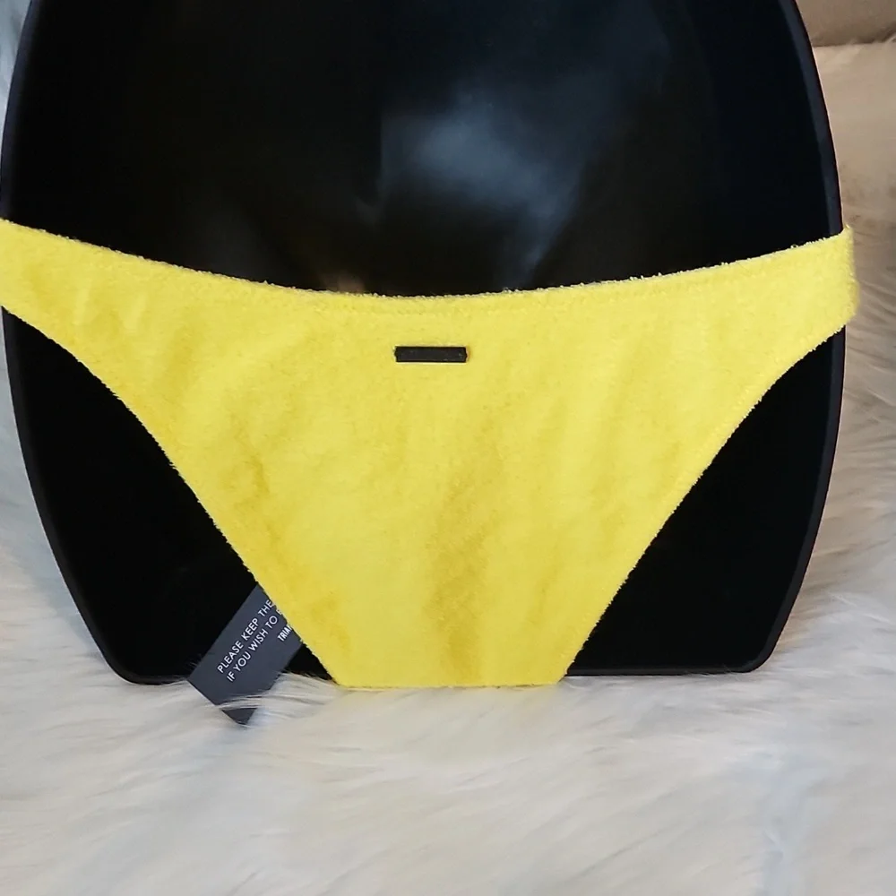 Yellow Terry cloth bathing suit bottom cheeky coverage - Picture 2 of 3